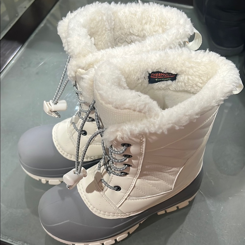 White and Gray Winter Boots